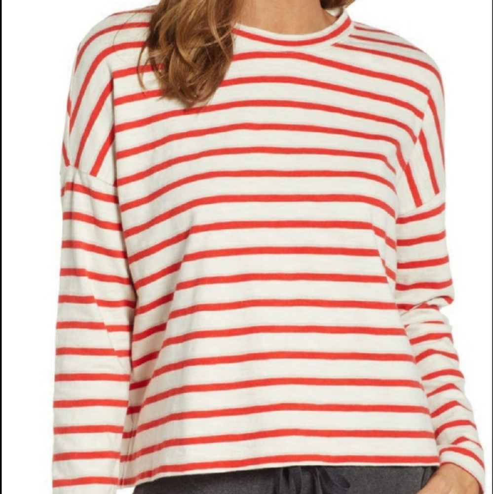 Lou & Grey Bonnie Red and White Stripe Long Sleeve Size XL